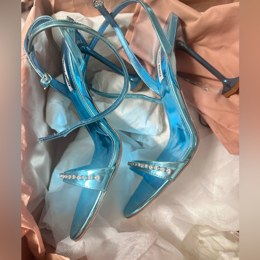 🦢Miu Miu ankle shoes sandals with crystals  size 38 worn once - Picture 2 of 11